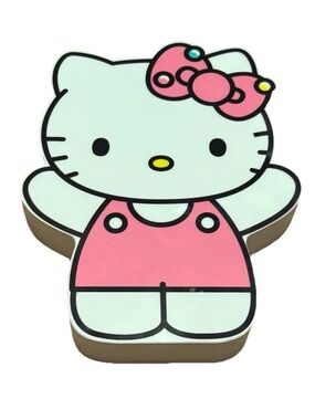 Hello Kitty Pink Bow Wooden Wall Plaque Sign Pink White Black Cute Girlie Sanrio